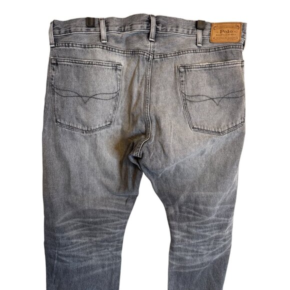 Polo 38x30 Ralph Lauren Mens Gray Distressed Denim Jeans - Picture 7 of 14